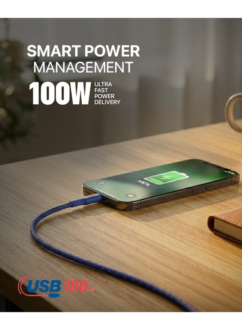 MICRODIA 【MICRODIA】 ExeCable™ Tweed / PD100W USB-C to USB-C Charge & Sync Cable L-2.6m - Image 4